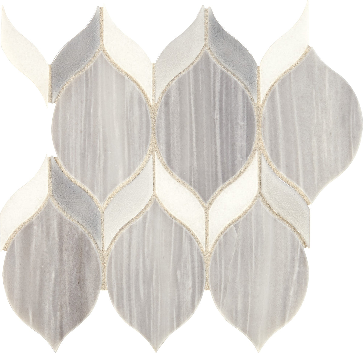 Daltile Fonte Nautical Grey Blend Double Leaf Straight Edge Mix Mosaic Natural Stone Tile