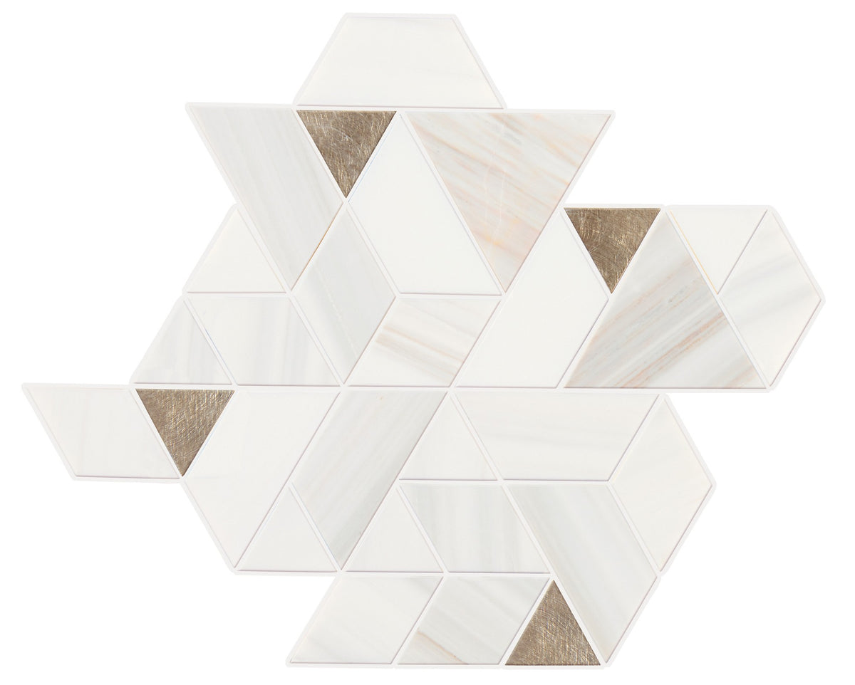 Daltile Pietra Divina Calacatta Dolomiti Gray Blend Spectrum Straight Edge Polished Mosaic Natural Stone Tile