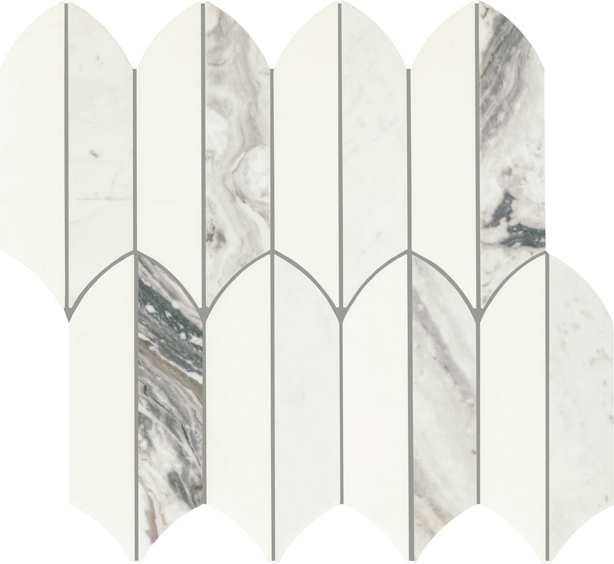 Daltile Eclessia Marble Volakas Blend Feather Polished Mosaic Natural Stone Tile