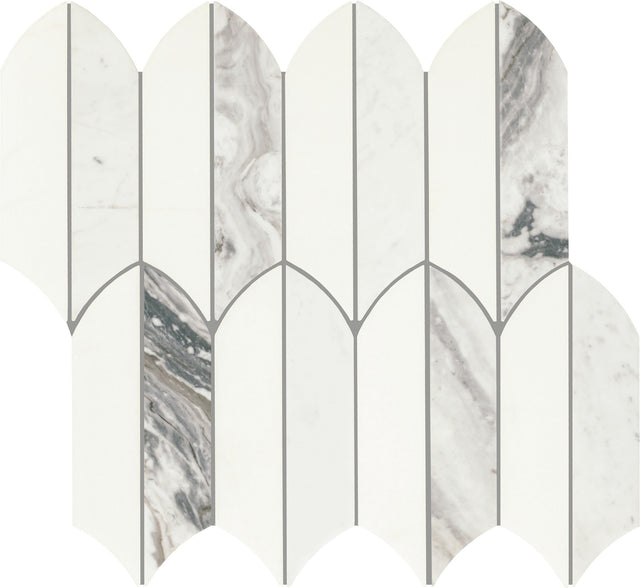Daltile Eclessia Marble Volakas Blend Feather Polished Mosaic Natural Stone Tile
