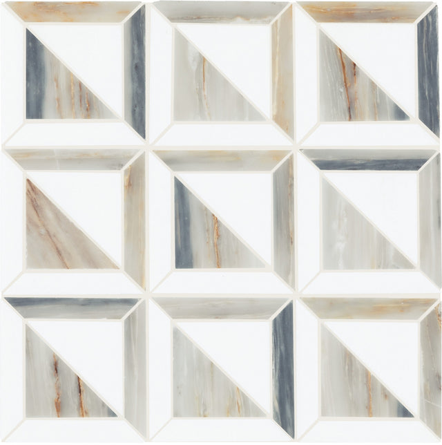 Daltile Gamma Azure Blend Window Polished Mosaic Natural Stone Tile