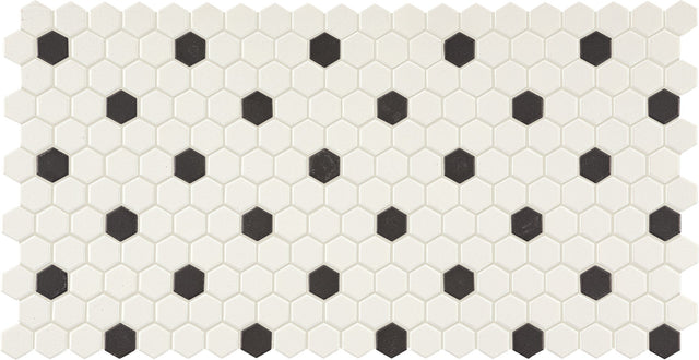 Daltile Keystones Arctic White/Black Hexagon 2x2 Matte Mosaic Tile