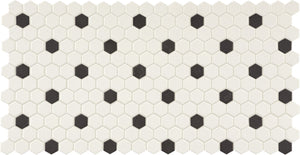 Daltile Keystones Arctic White/Black Hexagon 1x1 Matte Mosaic Tile