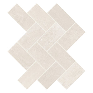 Daltile Advantage Aria White Herringbone 2x4 Matte Mosaic Tile