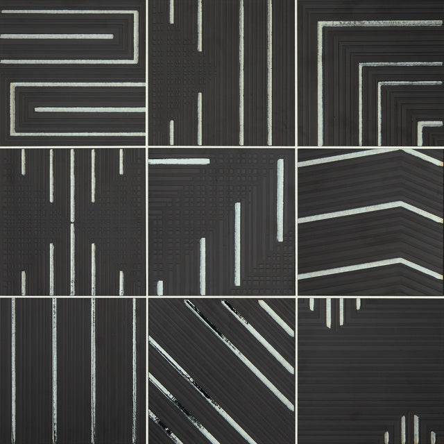 Daltile Geometric Fusion Obsidian Square 8x8 Mixed Floor Tile