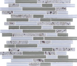 Daltile Granite Radiance Kashmir White Blend Random Linear 5/8 Mixed Mosaic Tile