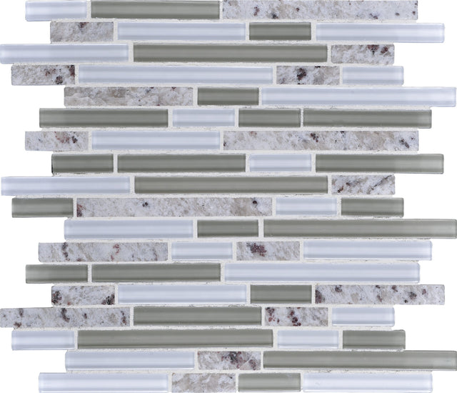 Daltile Granite Radiance Kashmir White Blend Random Linear 5/8 Mixed Mosaic Tile