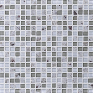 Daltile Granite Radiance Kashmir White Blend Straight Joint 5/8x5/8 Mixed Mosaic Tile