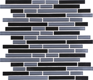 Daltile Granite Radiance Absolute Black Blend Random Linear 5/8 Mixed Mosaic Tile