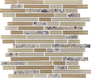 Daltile Granite Radiance New Venetian Gold Blend Random Linear 5/8 Mixed Mosaic Tile