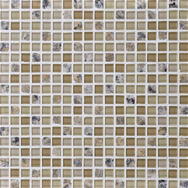 Daltile Granite Radiance New Venetian Gold Blend Straight Joint 5/8x5/8 Mixed Mosaic Tile