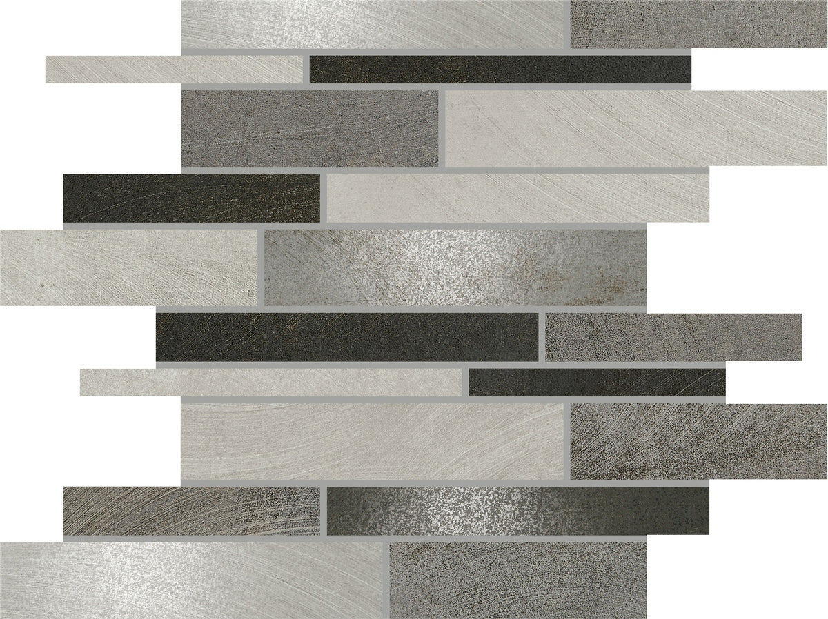 Daltile Ironcraft Grey Black Blend Random Interlocking Mixed Mosaic Tile