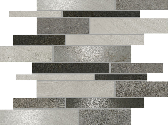 Daltile Ironcraft Grey Black Blend Random Interlocking Mixed Mosaic Tile
