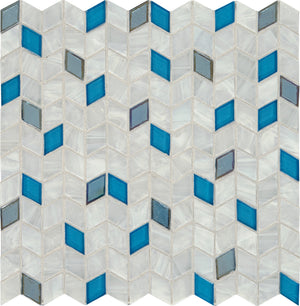 Daltile Interstellar Blue Bayou Diamond 1x1 Glass Mosaic Tile