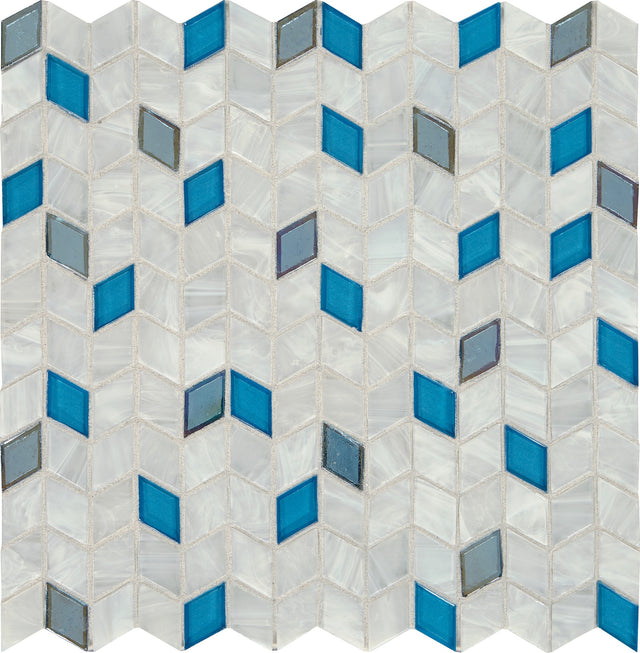 Daltile Interstellar Blue Bayou Diamond 1x1 Glass Mosaic Tile