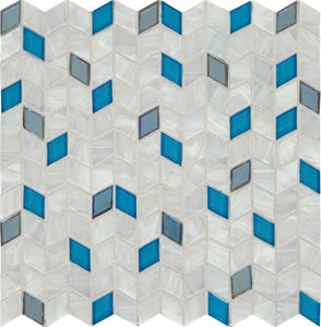 Daltile Interstellar Blue Bayou Diamond 1x1 Glass Mosaic Tile