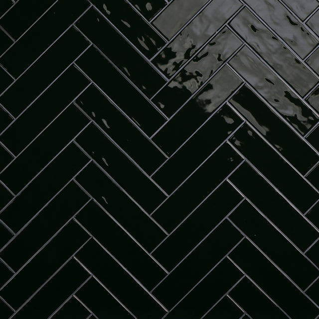Daltile Stagecraft Black Rectangle 3x12 Undulated Glossy Wall Tile