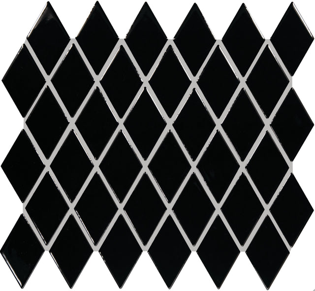Daltile Color Wheel Retro Black Harlequin 2x3 Glossy Mosaic Tile