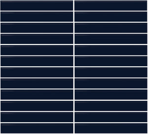 Daltile Color Wheel Mosaic Navy Straight Joint 1x6 Glossy Mosaic Tile