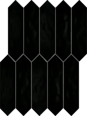 Daltile Stagecraft Matte Black Picket 3x12 Undulated Matte Wall Tile
