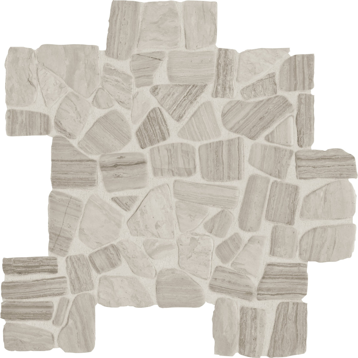 Daltile Decorative Accents Chenille White River Pebble Irregular Shape Straight Edge Polished Mosaic Natural Stone Tile