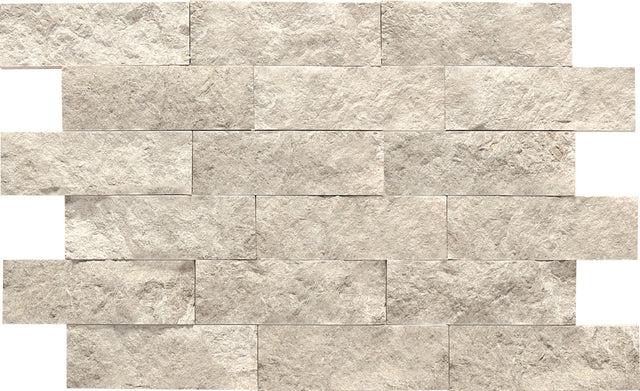 Daltile Limestone Arctic Gray Brick Joint 2x6 Straight Edge Split Face Mosaic Natural Stone Tile