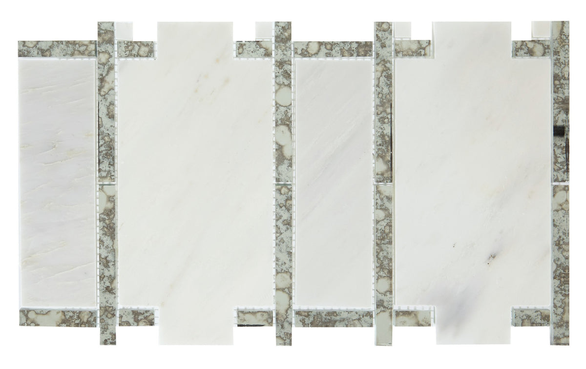 Daltile Lavaliere First Snow Elegance/Ant Mirror Architectural Reflections 9x15 Straight Edge Polished Mosaic Natural Stone Tile