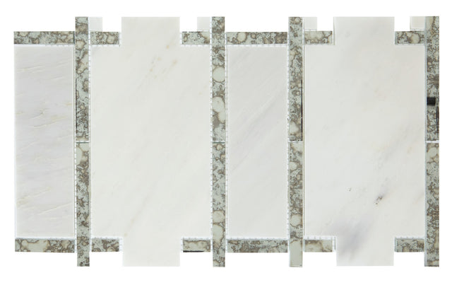 Daltile Lavaliere First Snow Elegance/Ant Mirror Architectural Reflections 9x15 Straight Edge Polished Mosaic Natural Stone Tile
