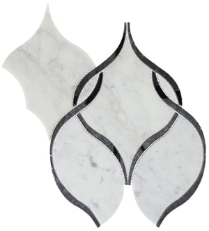 Daltile Lavaliere Carrara White/Black Ant Mirror Intertwining Arabesque Straight Edge Polished Mosaic Natural Stone Tile
