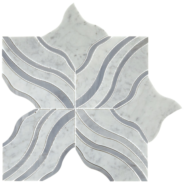 Daltile Lavaliere Carrara White/Bardiglio Melody Straight Edge Polished Mosaic Natural Stone Tile