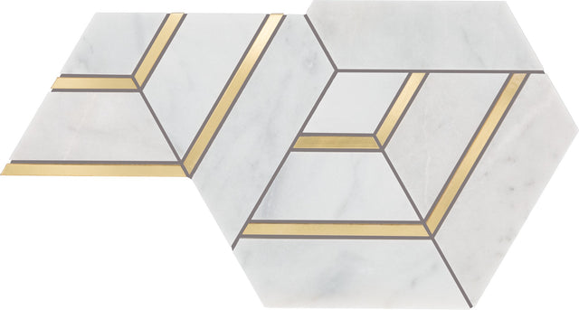 Daltile Lavaliere Alluring White/Brass Intermix Straight Edge Honed Mosaic Natural Stone Tile
