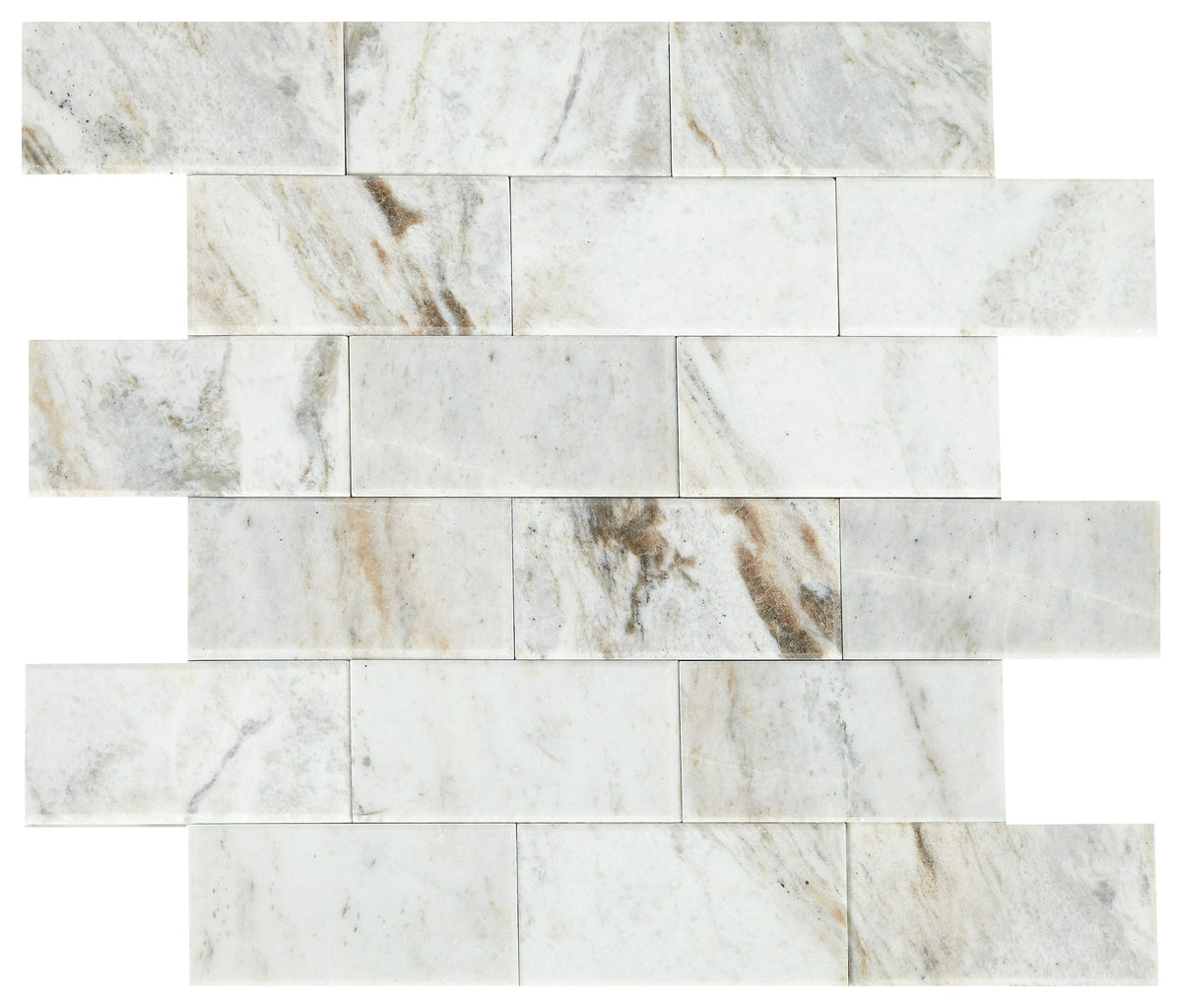 Daltile SimplyStick Mosaix Daphne White Brick Joint 2x4 Bevel Polished Mosaic Natural Stone Tile