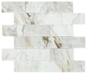 Daltile SimplyStick Mosaix Daphne White Brick Joint 2x4 Bevel Polished Mosaic Natural Stone Tile