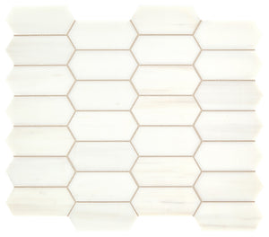 Daltile Marble Contempo White Elongated Hexagon 2x4 Straight Edge Honed Mosaic Natural Stone Tile