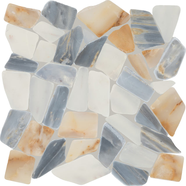 Daltile Gamma Azure Pebble Irregular Shape Honed Mosaic Natural Stone Tile