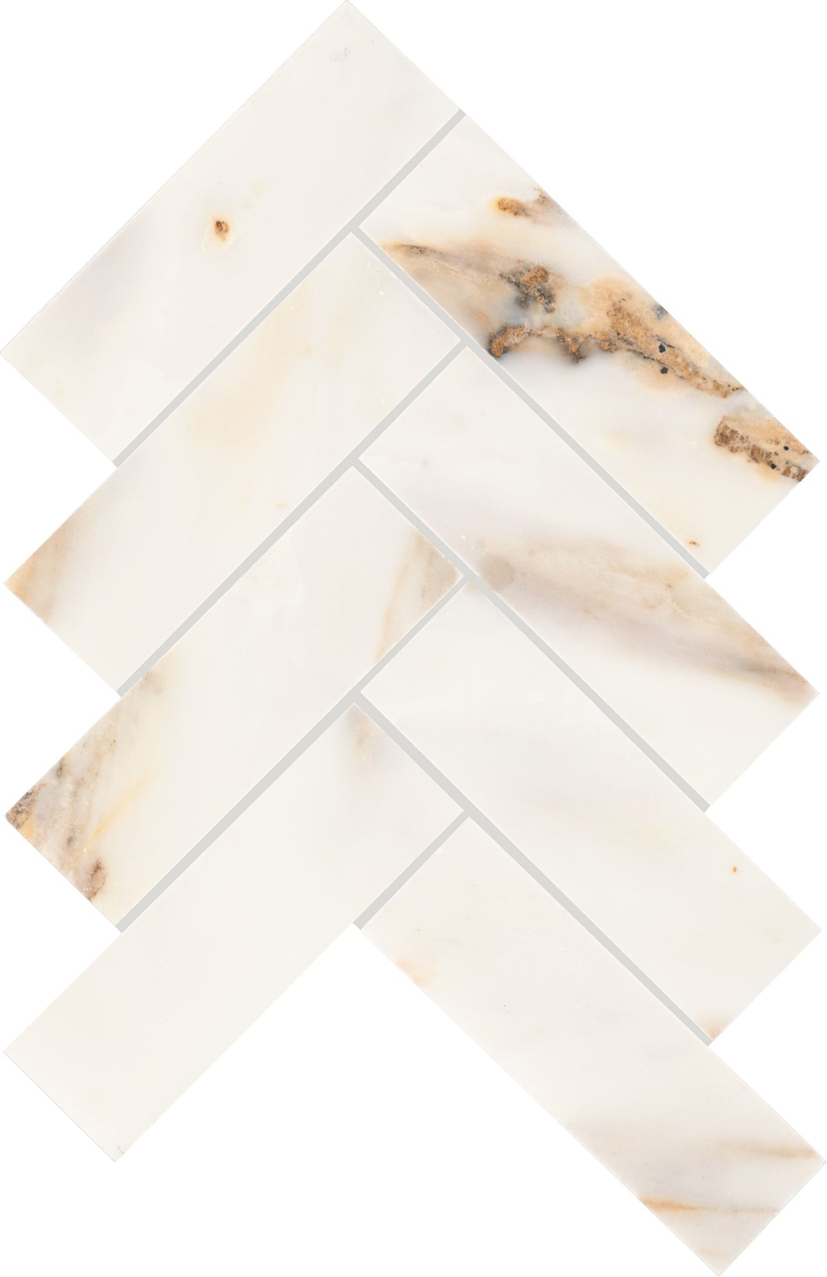 Daltile Gamma Bella Herringbone 2x6 Polished Mosaic Natural Stone Tile