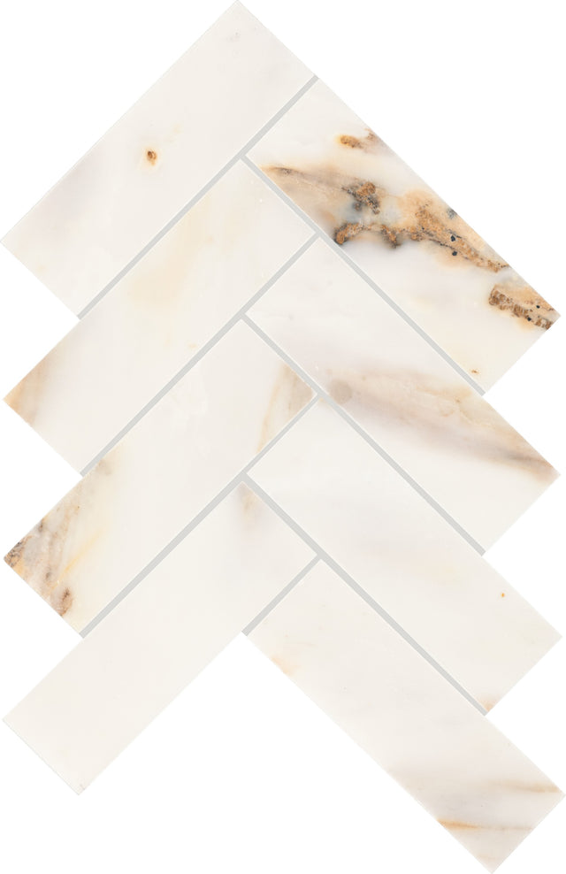 Daltile Gamma Bella Herringbone 2x6 Polished Mosaic Natural Stone Tile