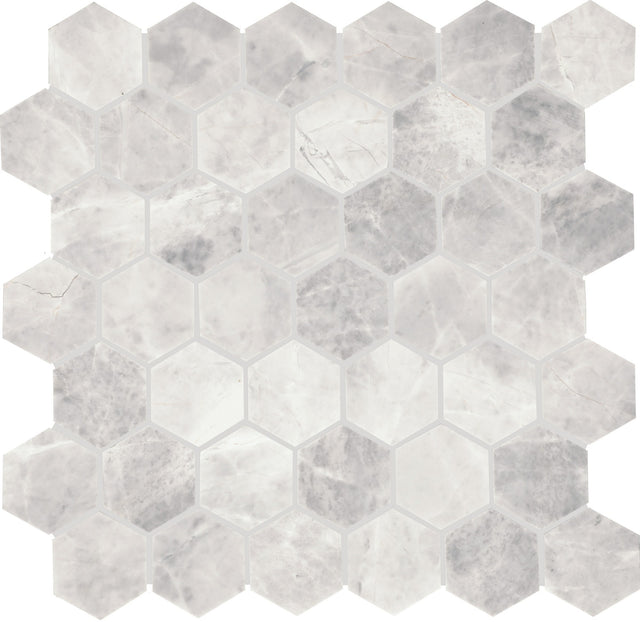 Daltile Eclessia Marble Cristallo Hexagon 2 Honed Mosaic Natural Stone Tile