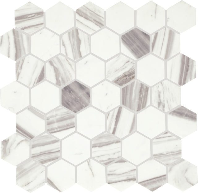 Daltile Eclessia Marble Volakas Hexagon 2 Honed Mosaic Natural Stone Tile