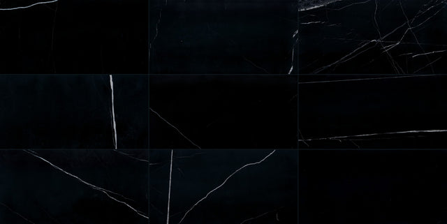 Daltile Pietra Divina Nero Marquina Rectangle 12x24 Polished Stone Tile
