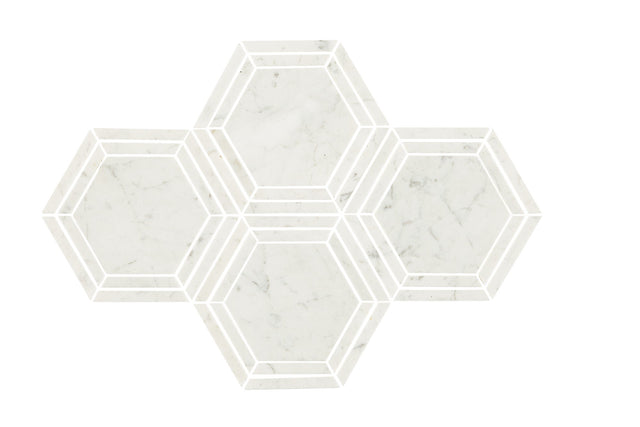 Daltile Marble Carrara White Hexagon 6 Straight Edge Polished Mosaic Natural Stone Tile