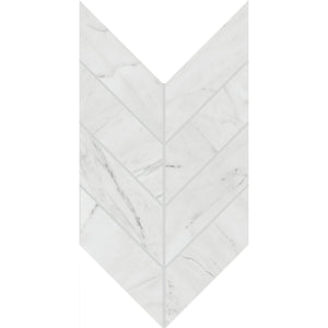 Daltile Marble Attache Lavish Diamond Carrara Chevron 2x5 Polished Mosaic Tile