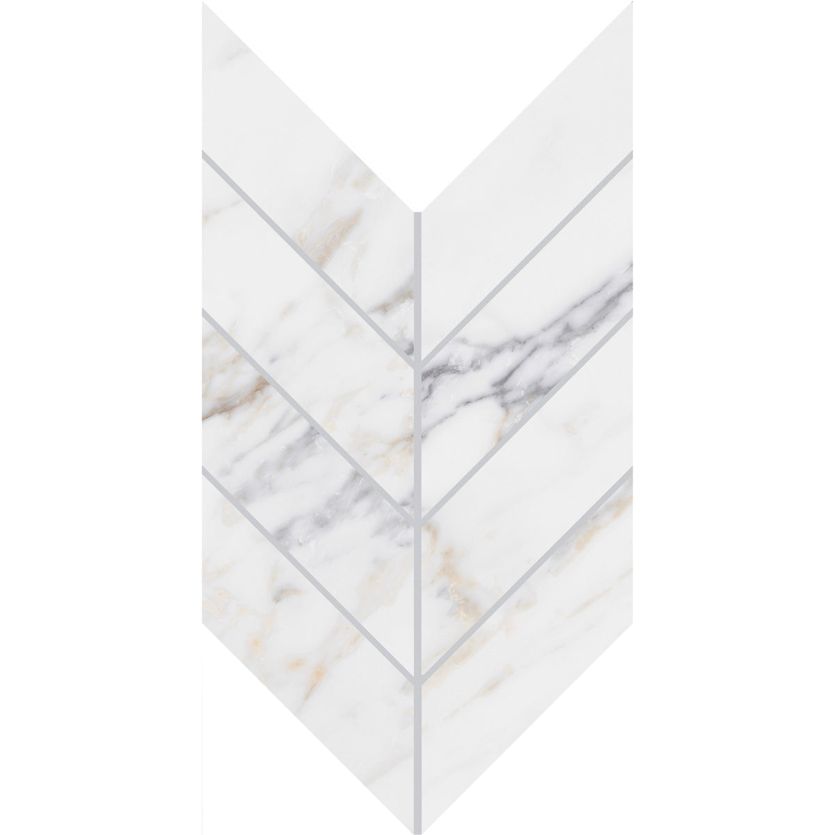 Daltile Marble Attache Lavish Golden Reverie Chevron 2x5 Polished Mosaic Tile