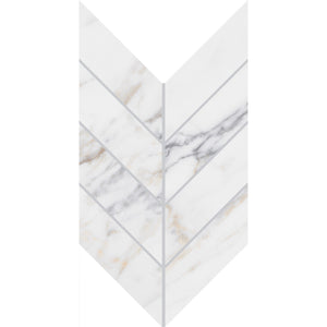 Daltile Marble Attache Lavish Golden Reverie Chevron 2x5 Polished Mosaic Tile