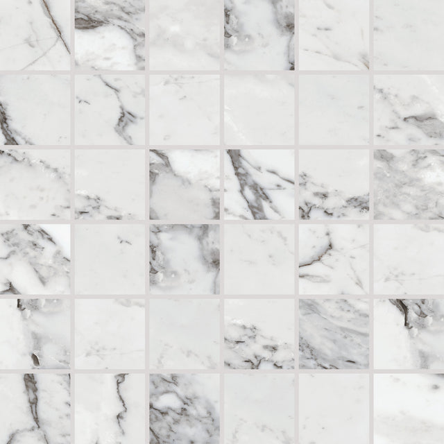 Daltile Marble Attache Lavish Pearl Arabesque Straight Joint 2x2 Matte Mosaic Tile