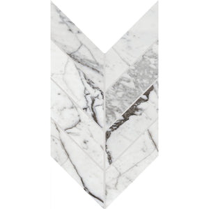 Daltile Marble Attache Lavish Pearl Arabesque Chevron 2x5 Polished Mosaic Tile