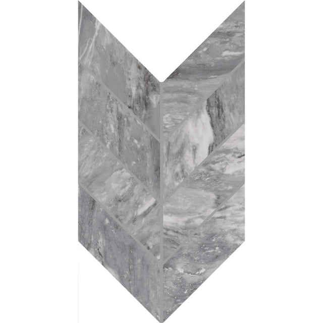 Daltile Marble Attache Lavish Stellar Grey Chevron 2x5 Polished Mosaic Tile