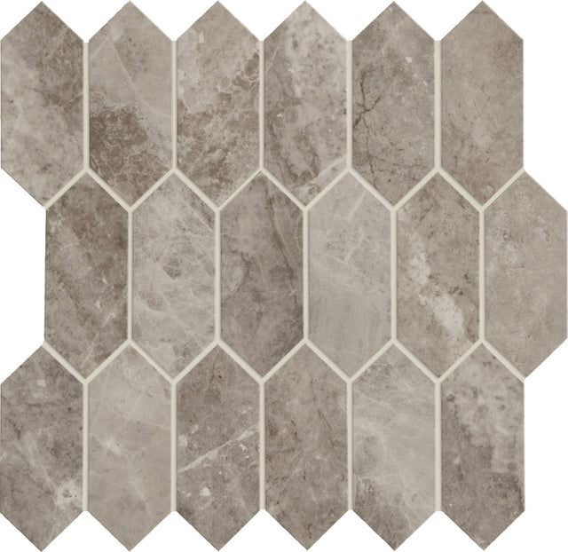Daltile Marble Attache Crux Linear Hexagon 2x5 Matte Mosaic Tile