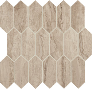 Daltile Marble Attache Travertine Linear Hexagon 2x5 Matte Mosaic Tile