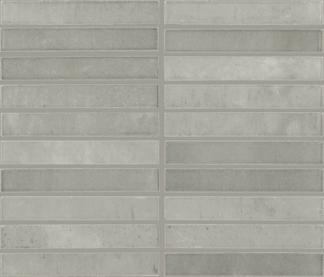 Daltile Miramo Oyster Straight Joint 1x6 Microban Glossy Mosaic Tile